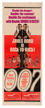 JAMES BOND "DR. NO/FROM RUSSIA WITH LOVE" DOUBLE FEATURE INSERT POSTER & LOBBY CARDS LOT.