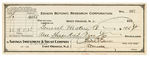 THOMAS EDISON SIGNED CHECK.