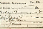 THOMAS EDISON SIGNED CHECK.