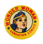 RARE COMIC BOOK PREMIUM BUTTON PROMOTING "WONDER WOMAN SENSATION COMICS."