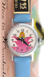 "ALICE IN WONDERLAND" BOXED WATCH SET WITH FIGURE.