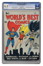 WORLD’S BEST COMICS #1 SPRING 1941 CGC 6.5 OFF-WHITE PAGES.