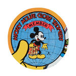 OUTSTANDING PAPER SIGN PROMOTES 1937 "MICKEY MOUSE GLOBE TROTTERS" CLUB.