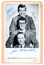 BUDDY HOLLY AND THE CRICKETS VINTAGE SIGNED CORAL RECORDS PROMO PHOTO CARD.