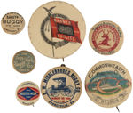 BUGGY AND CARRIAGE GROUP OF SEVEN EARLY 1900s BUTTONS.