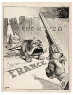 E. ZIMMERMAN WW I VON HINDENBURG AS BULLDOG FACING “U.S. ARMY” PISTOL ORIGINAL ART.