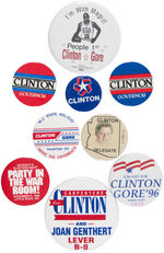 GROUP OF NINE SCARCE CLINTON BUTTONS INCLUDING PRE-PRESIDENTIAL CAMPAIGNS.