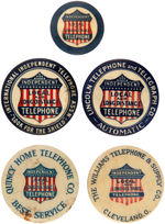 “INDEPENDENT LOCAL AND LONG DISTANCE TELEPHONE” FIVE BUTTONS FROM CPB.