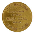 RARE "THE SHADOW HYPNO-COIN" BRASS MEDAL.