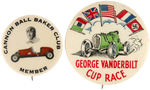 BUTTONS FOR SPEED DEMON CANNON BALL BAKER ALONG WITH “GEORGE VANDERBILT CUP RACE.”