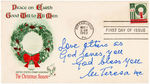 MOTHER TERESA HAND SIGNED FIRST DAY COVER CHRISTMAS 1962.