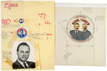 ARCHIVE CATALOGS AND ORIGINAL BUTTON ART INCLUDING GEORGE WALLACE, NIXON AND CARTER.