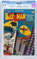 "BATMAN" #63 FEBRUARY-MARCH 1951 CGC 4.0 VG (FIRST KILLER MOTH).