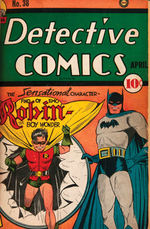 “D.C. PUBLICATIONS” BOUND VOLUME OF TEN GOLDEN AGE COMICS INCLUDING “DETECTIVE” #38.