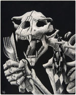 CRAIG "TAPECAT" McCUDDEN "DINNER GUEST" ORIGINAL SCRATCHBOARD ART.