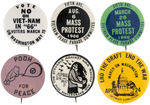 GROUP OF SIX ANTI-VIETNAM WAR BUTTONS.