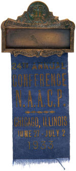 SCARCE 1933 "24TH ANNUAL CONFERENCE NAACP" RIBBON BADGE.