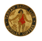 "TARZAN RADIO CLUB" RARE METAL BADGE.