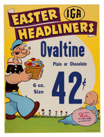 POPEYE "EASTER HEADLINERS" OVALTINE STORE SIGN.