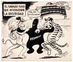 DOMINICAN LEONES/TIGRES GAME CALLED BY DARKNESS ORIGINAL ART BY OCTAVIO.