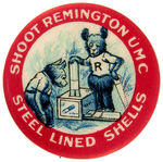 REMINGTON UMC BEARS PROMOTE SHOTGUN SHELLS BUTTON.