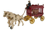 KENTON "OVERLAND CIRCUS" HORSE-DRAWN CAST IRON WAGON WITH POLAR BEAR.