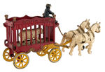 KENTON "OVERLAND CIRCUS" HORSE-DRAWN CAST IRON WAGON WITH POLAR BEAR.