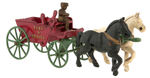 KENTON CAST IRON HORSE-DRAWN WAGON LOT.