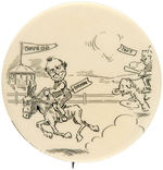 “BRYAN” LEADING “TAFT” IN A RACE TO THE “VOTERS” FINISH LINE RARE CARTOON BUTTON.