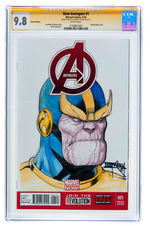 NEW AVENGERS #1 MARCH 2013 CGC 9.8 NEAR MINT/MINT - SIGNATURE SERIES - BARRY KITSON THANOS SKETCH.