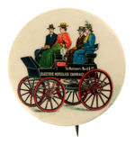"THE MONTGOMERY WARD ELECTRIC HORSELESS CARRIAGE" BUTTON WITH BACK PAPER FROM 1898.