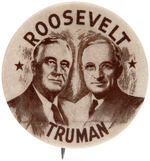 LARGE VERSION "ROOSEVELT/TRUMAN" 1944 JUGATE BUTTON.