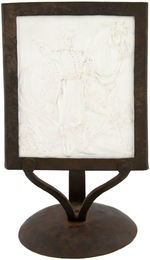 WINFIELD SCOTT  C.1852 LITHOPHANE PORTRAIT IN ORIGINAL FRAME WITH CANDLE STAND.