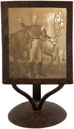 WINFIELD SCOTT  C.1852 LITHOPHANE PORTRAIT IN ORIGINAL FRAME WITH CANDLE STAND.