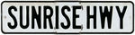 "SUNRISE HWY." LONG ISLAND PORCELAIN STREET SIGN.