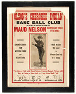 "OLSON'S CHEROKEE INDIAN BASE BALL CLUB SUPPORTING MAUD NELSON" RARE FRAMED POSTER.