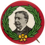 TAFT STRIKINGLY COLORED 1908 PORTRAIT BUTTON.