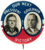 WILLKIE AND VANDERBILT COATTAIL JUGATE BUTTON.