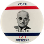 "VOTE TRUMAN FOR PRESIDENT" 3.5" SCARCE BUTTON.