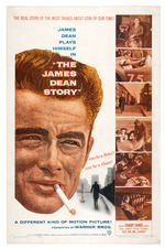 "THE JAMES DEAN STORY" LINEN-MOUNTED ONE-SHEET MOVIE POSTER.