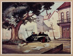 DONALD DUCK "OFFICER DUCK" FRAMED ORIGINAL BACKGROUND LAYOUT ART DISPLAY.