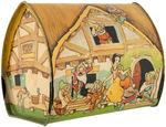 SNOW WHITE AND THE SEVEN DWARFS ENGLISH COTTAGE-SHAPED TIN.