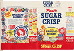 POST "SUGAR CRISP" PROMOTIONAL FOLDER & PREMIUM "METAL RAILROAD EMBLEM" SET.