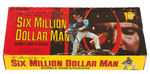 "SIX MILLION DOLLAR MAN" GUM CARD TEST PACK AND FULL BOX OF STICKERS.