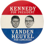 SCARCE LARGE 1960 JUGATE "KENNEDY FOR PRESIDENT/VANDEN HUEVEL FOR CONGRESS."