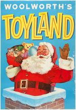 "WOOLWORTH'S TOYLAND" DOUBLE-SIDED 1950s CHRISTMAS POSTER PAIR.
