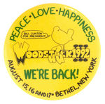 SCARCE CLINTON BUTTON ALSO READING "WOODSTOCK 1992 WE'RE BACK!"
