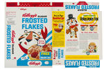 KELLOGG'S "FROSTED FLAKES" FILE COPY CEREAL BOX FLAT TRIO.