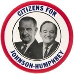 JOHNSON 1964 SCARCE "CITIZENS" JUGATE PLUS "YOUNG CITIZENS" PLASTIC BADGE.