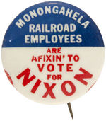 NIXON SCARCE RAILROAD EMPLOYEE ENDORSEMENT BUTTON.